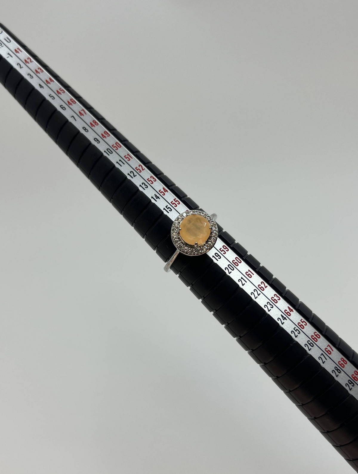 925 Sterling Silver Yellow Stone Halo Ring – Clear Stone Surround