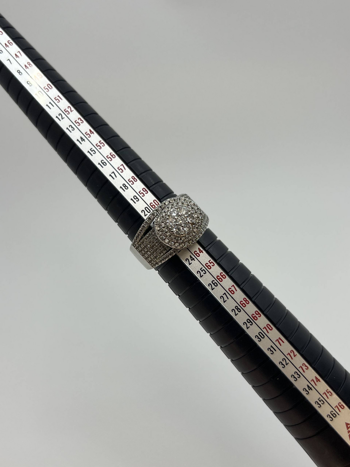 925 Sterling Silver Clear Stone Statement Ring – Multi-Row Halo & Pavé Design
