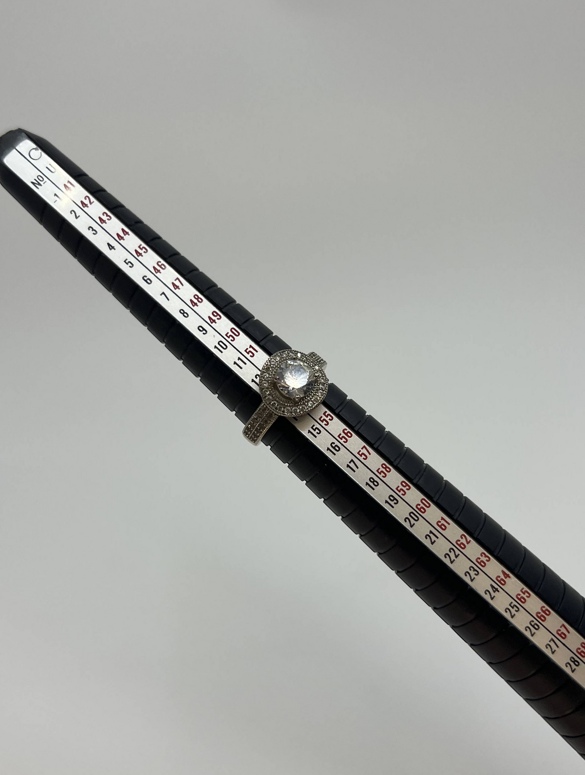 925 Sterling Silver Halo Ring – Large Clear Centre Stone & Pavé Set Band