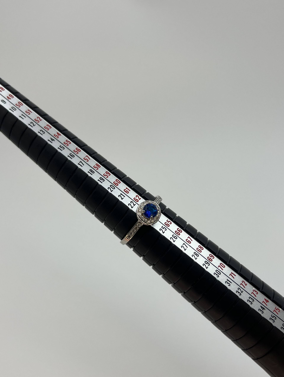 925 Sterling Silver Blue & Clear Stone Halo Ring