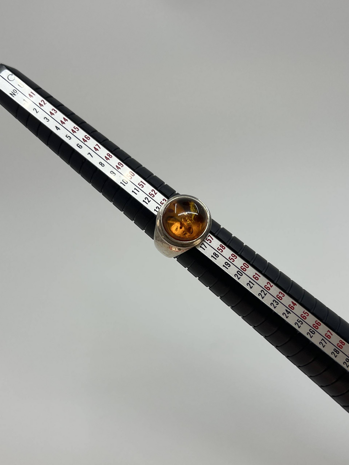 925 Sterling Silver Amber Cabochon Statement Ring