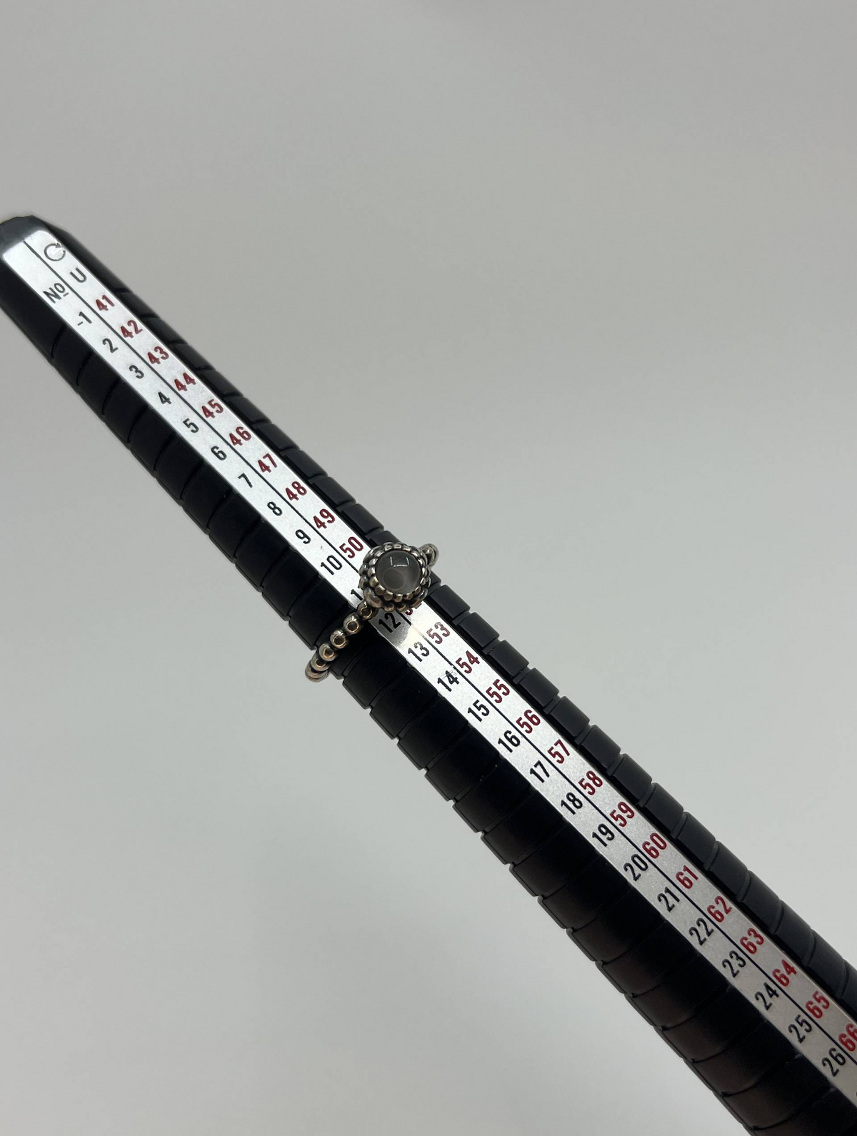 925 Sterling Silver Grey Cabochon Beaded Ring – Size L½