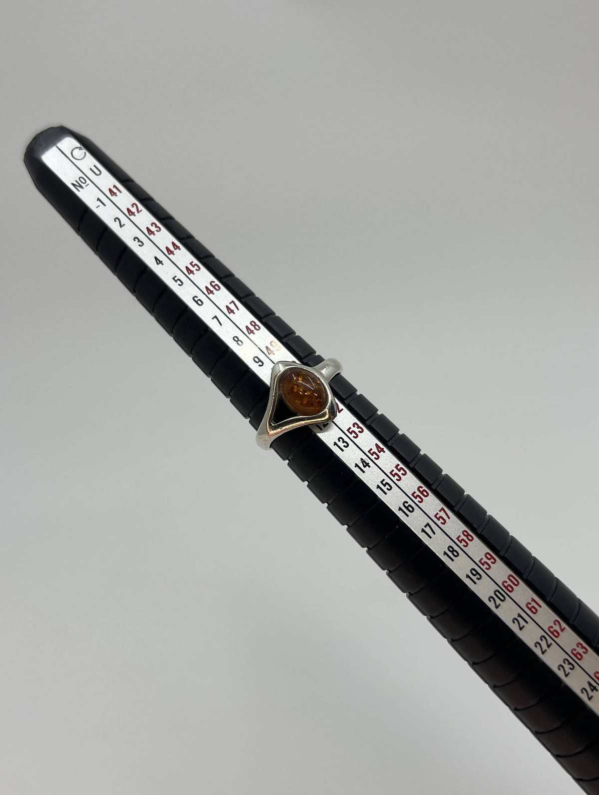 925 Sterling Silver Amber Cabochon Ring – Size L½