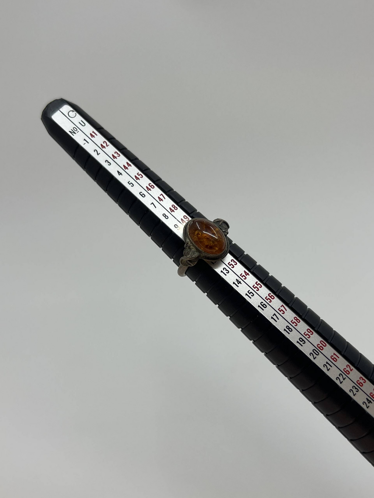 925 Sterling Silver Amber Cabochon Vintage Style Ring – Size K½