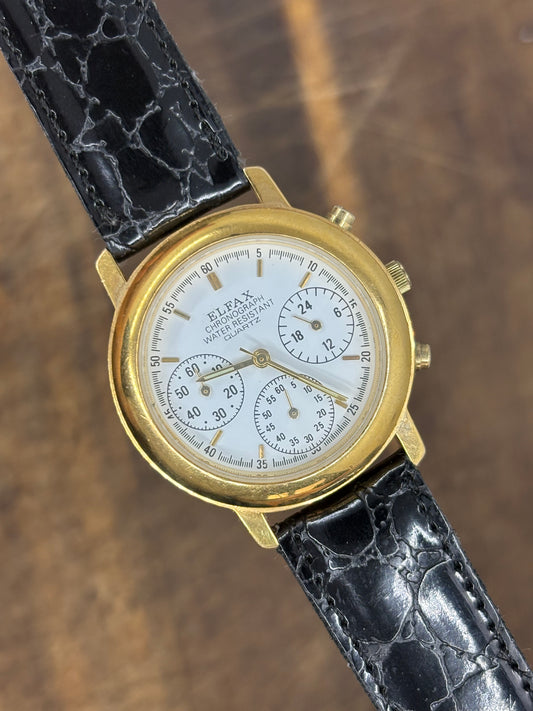 Elifax Quartz Chronograph – Gold-Tone Case, White Dial