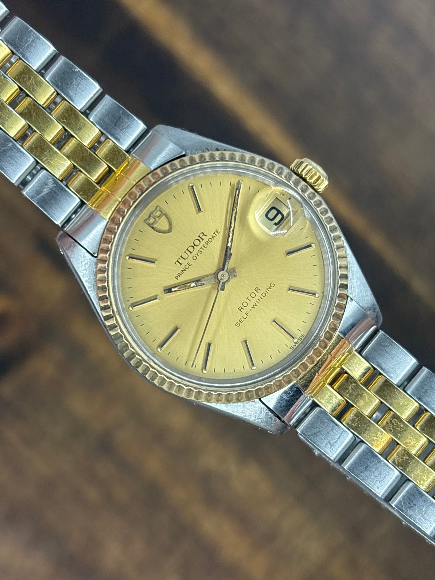 Tudor Prince Oysterdate Rotor Automatic 18k gold bezel