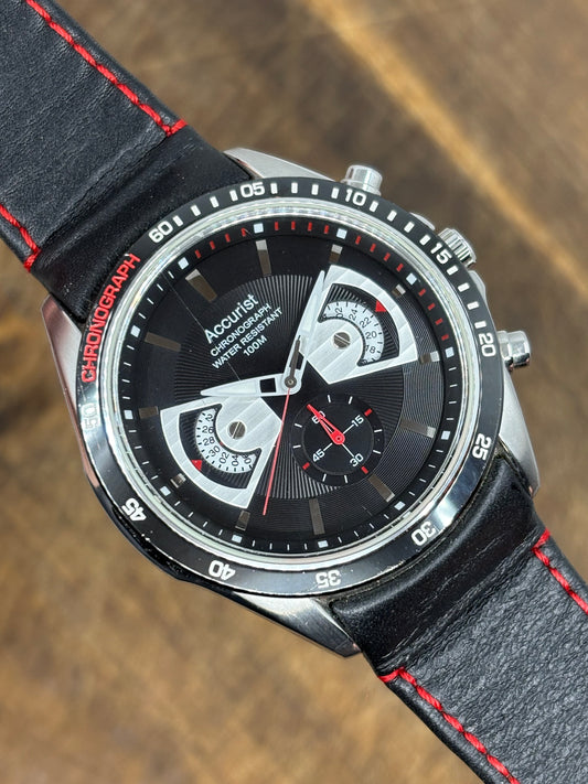 Accurist Chronograph – Black Dial with Red Accents