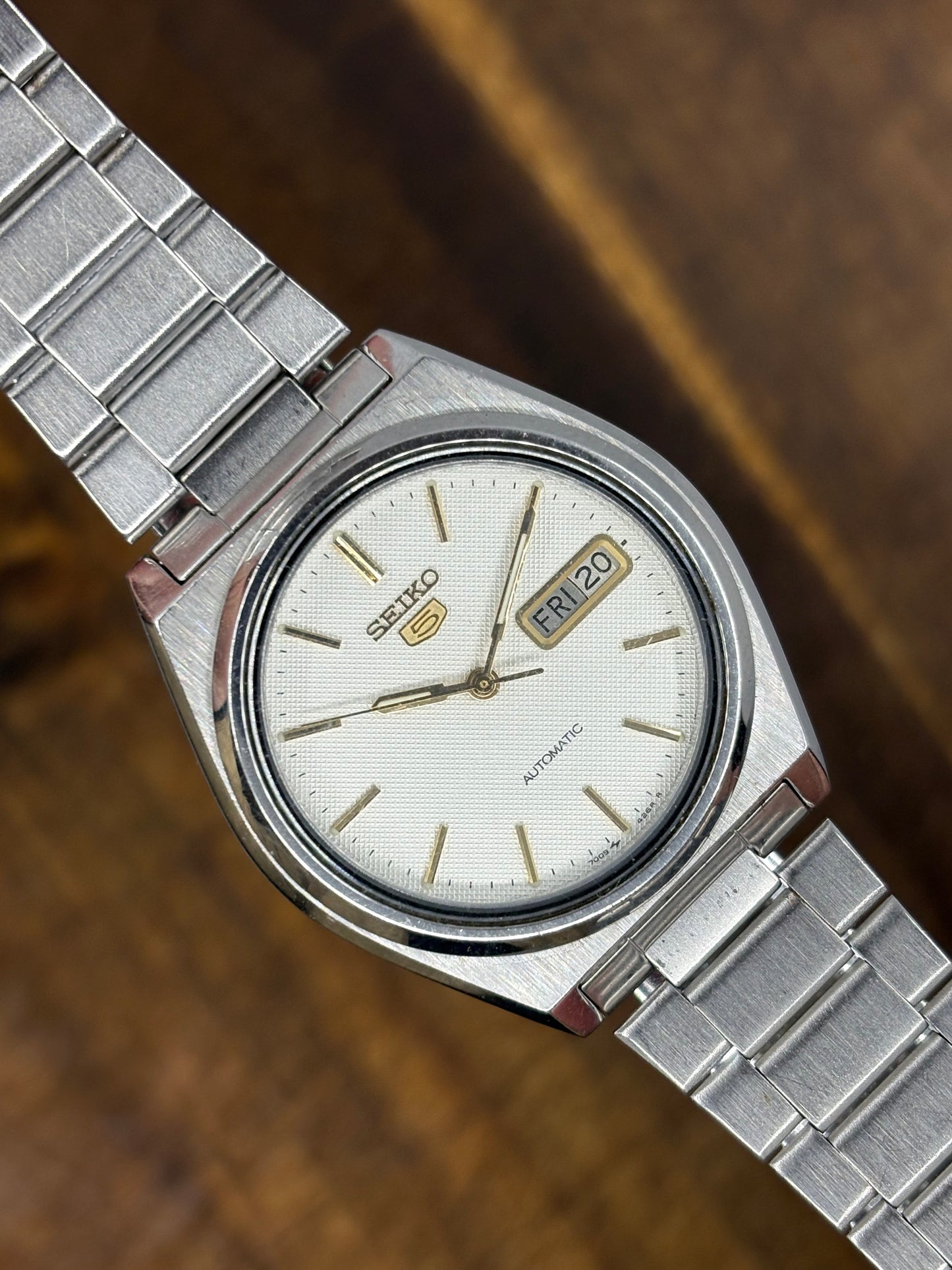 Seiko 5 Automatic (Textured Dial, Gold Accents)