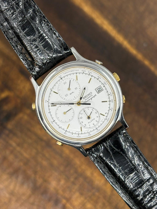 Seiko Quartz Chronograph Alarm – White Dial