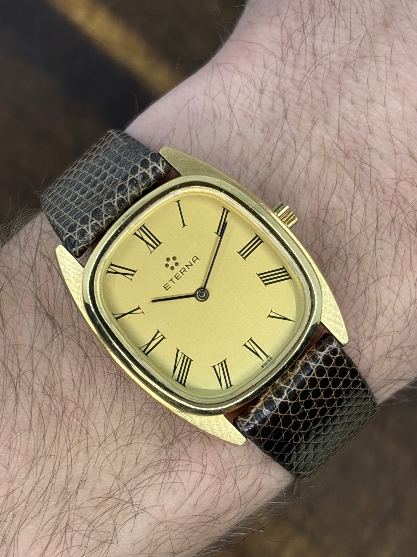 Eterna Dress Watch – Gold Tone Roman Dial NOS