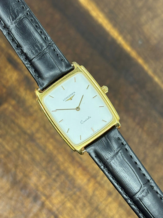 Longines Quartz Rectangular Dress Watch – White Dial