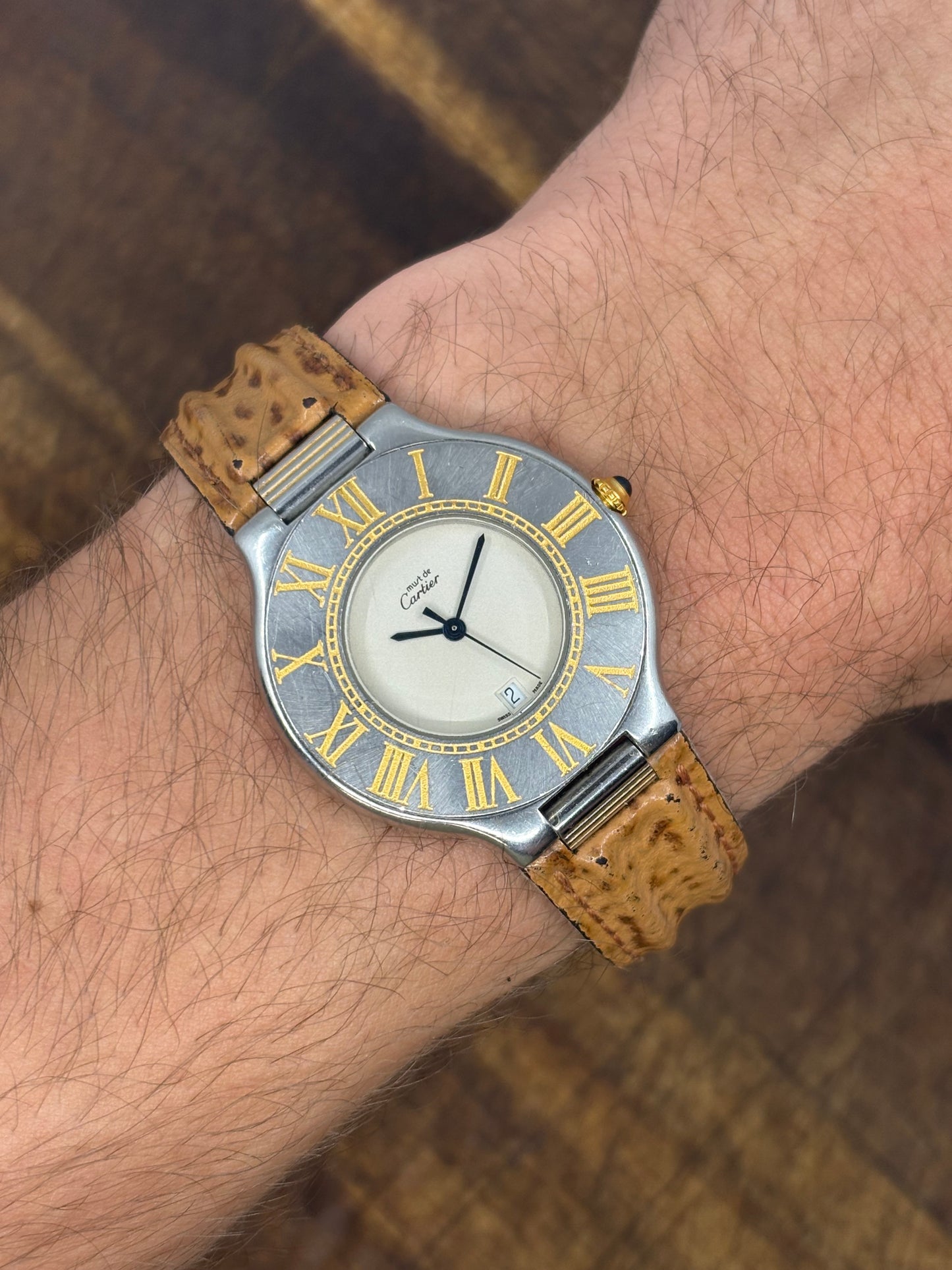Cartier Must 21 – Two-Tone Roman Bezel – Leather Strap