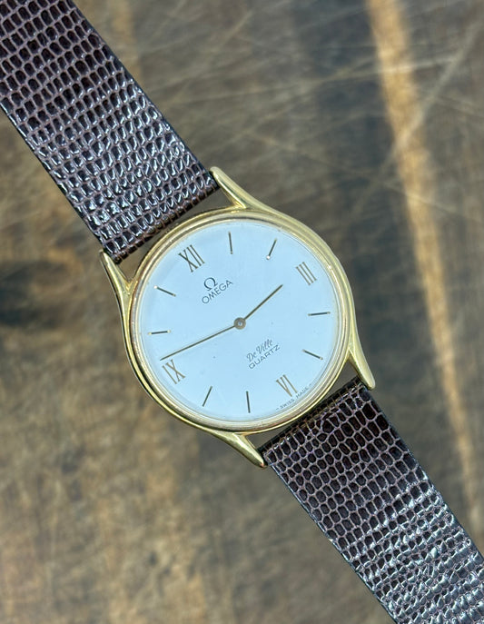 Omega De Ville Quartz Gold-Plated Dress Watch – Roman Numeral Dial – cal.1365