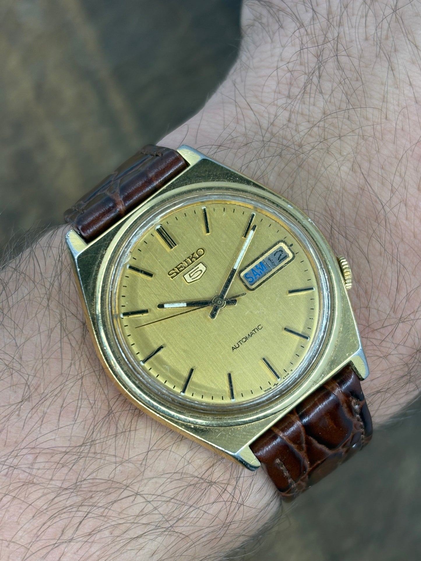 Seiko 5 Automatic – Gold Tone Day-Date – Vintage