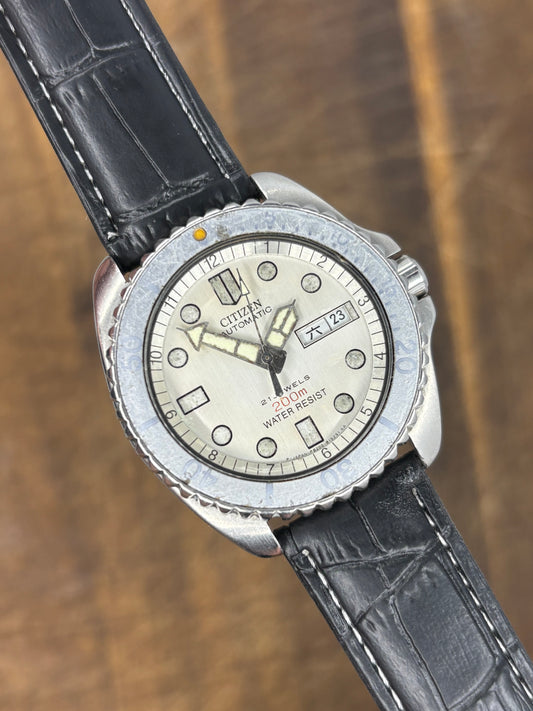Citizen Automatic Diver 200m | Silver Dial | Ghost Bezel | Japanese Day Display