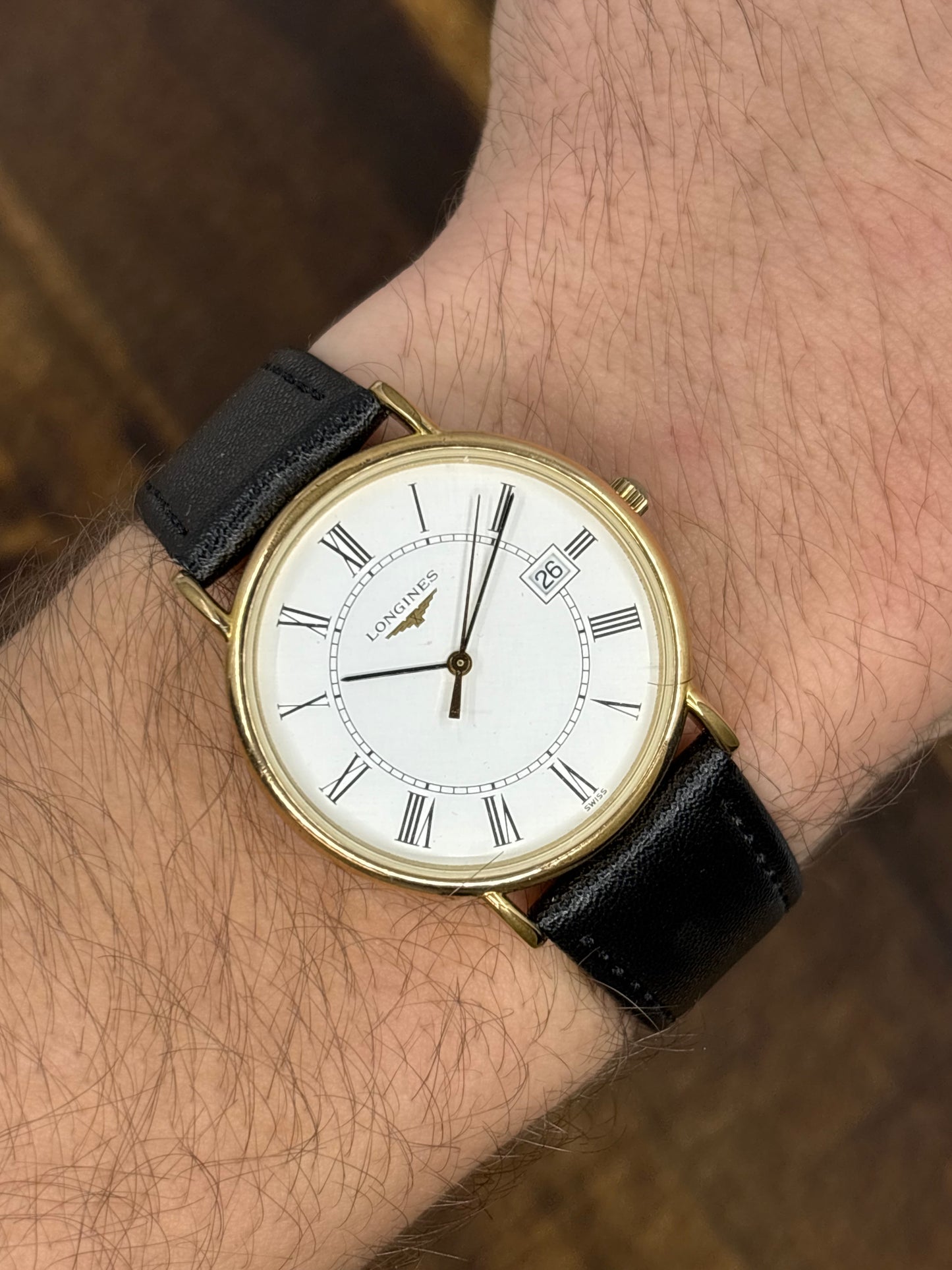 Longines Quartz (Roman Dial, Gold Case)
