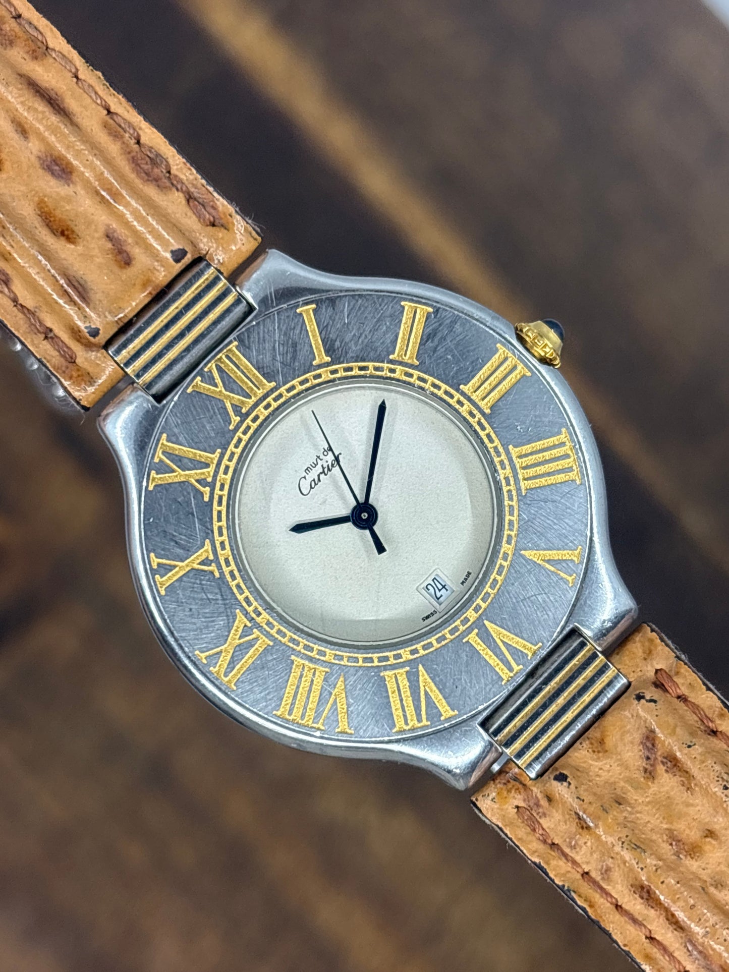 Cartier 21 jumbo date vintage watch original strap and buckle