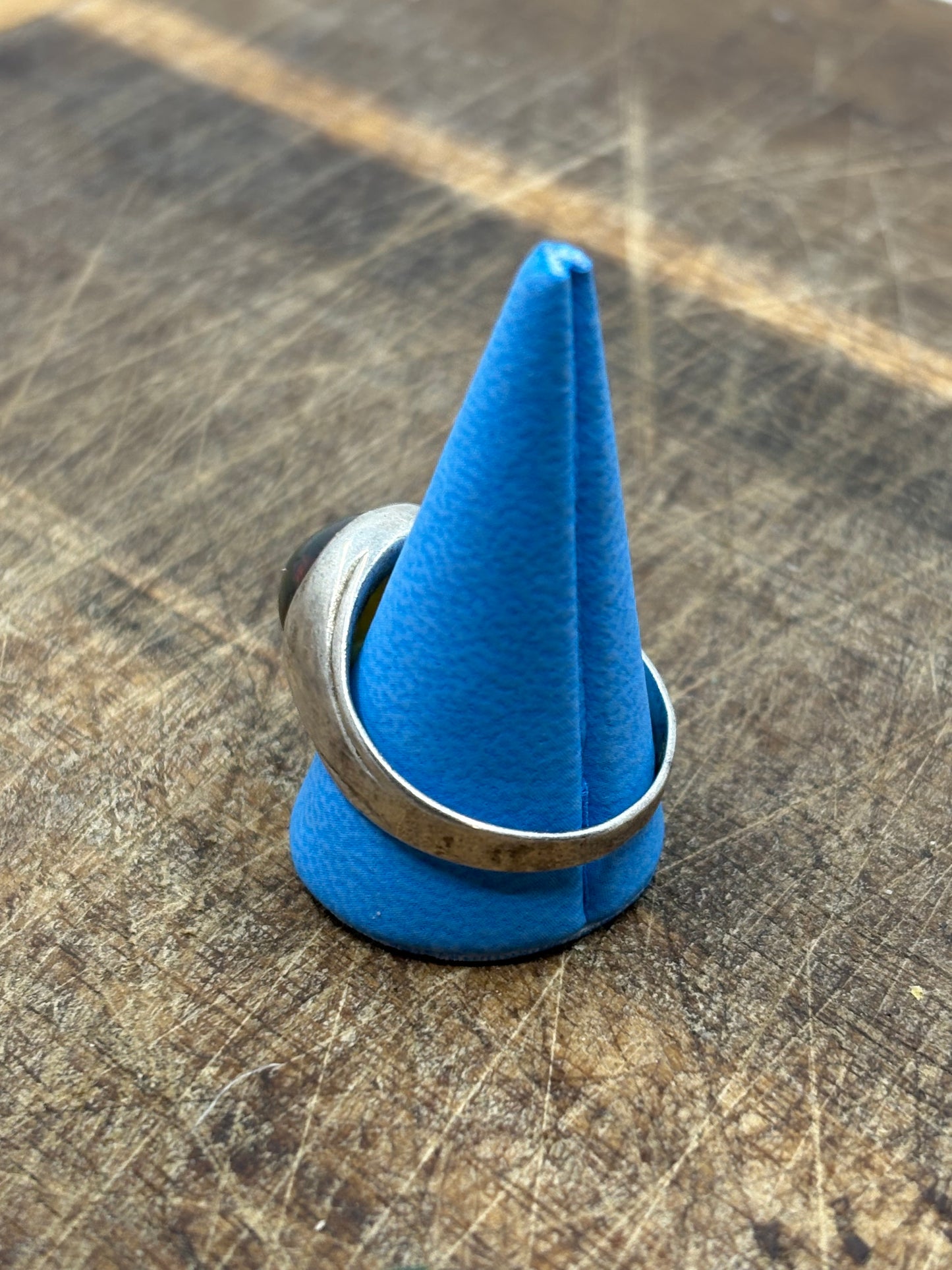 Black Opal solid silver ring