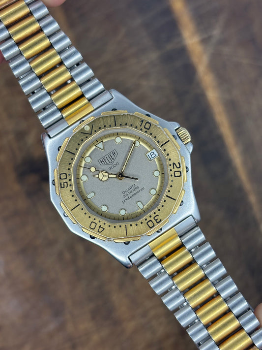 Heuer 3000 Quartz Two-Tone Dive Watch – 200m Professional, Gold/Steel, 1980s