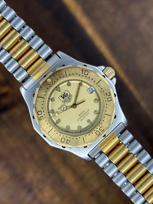 TAG Heuer 3000 Professional Two-Tone Quartz (Gold Dial)