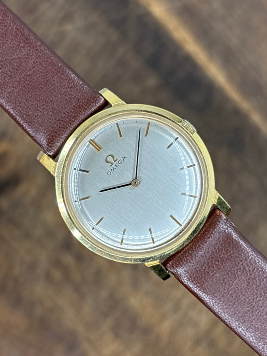 Omega Dress Watch – Gold-Plated Manual Wind (Silver Dial)