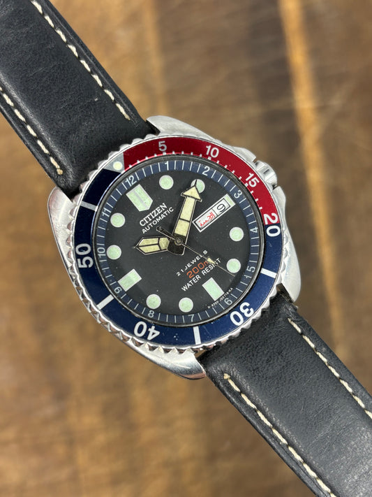 Citizen Automatic Diver | 200m | Pepsi Bezel | Arabic Day | Vintage Style