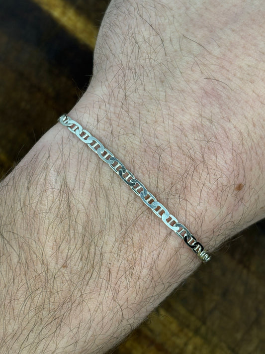 Sterling Silver Wave Link Bracelet
