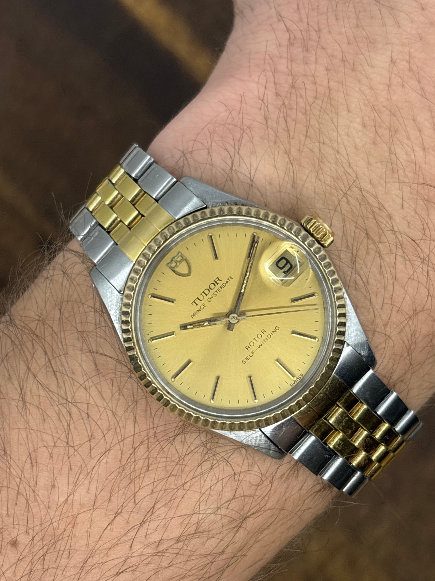 Tudor Prince Oysterdate Rotor Automatic 18k gold bezel