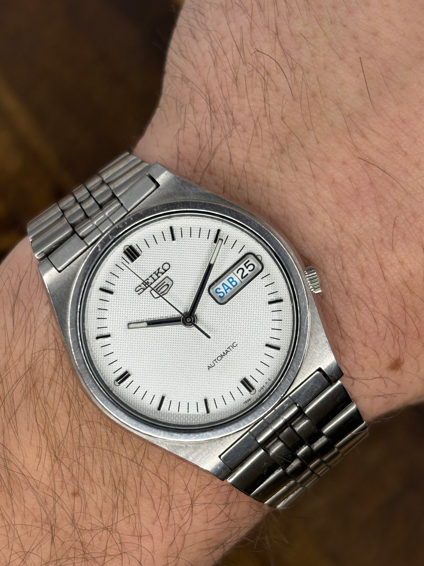 Seiko 5 Automatic (Textured Dial, Minimalist Markers)