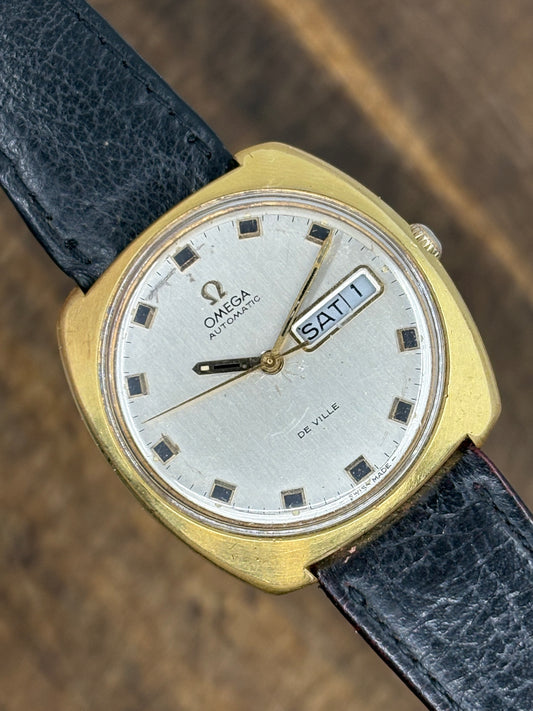 Omega De Ville Automatic – Gold-Tone Cushion Case (Day-Date)