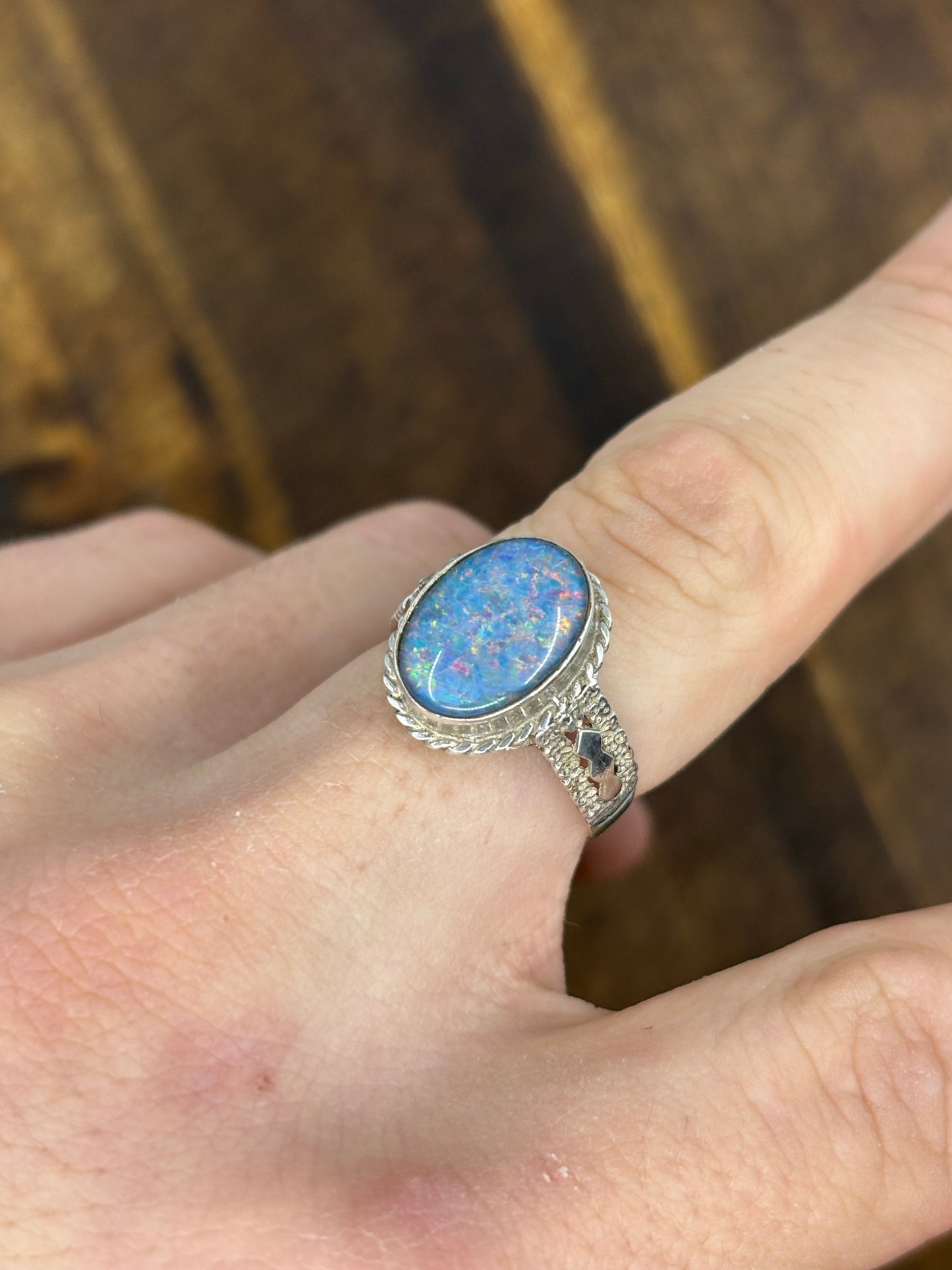 Vintage Opal Statement Ring – Sterling Silver