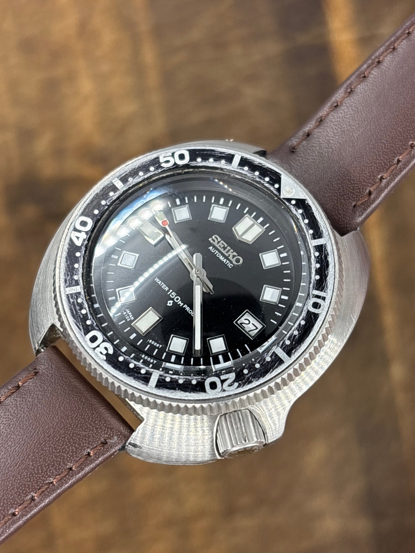 Seiko “Captain Willard” 6105-8110 Divers Automatic Wristwatch Black Dial With Date Function