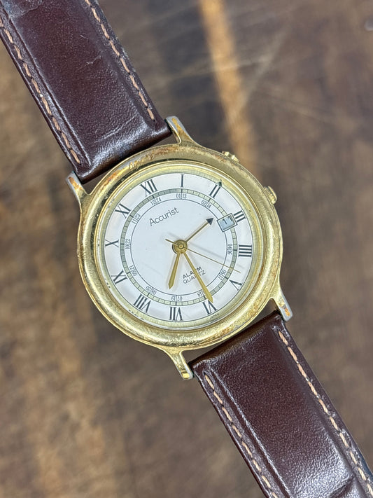 Accurist Quartz Alarm – Gold-Tone, Roman Numerals