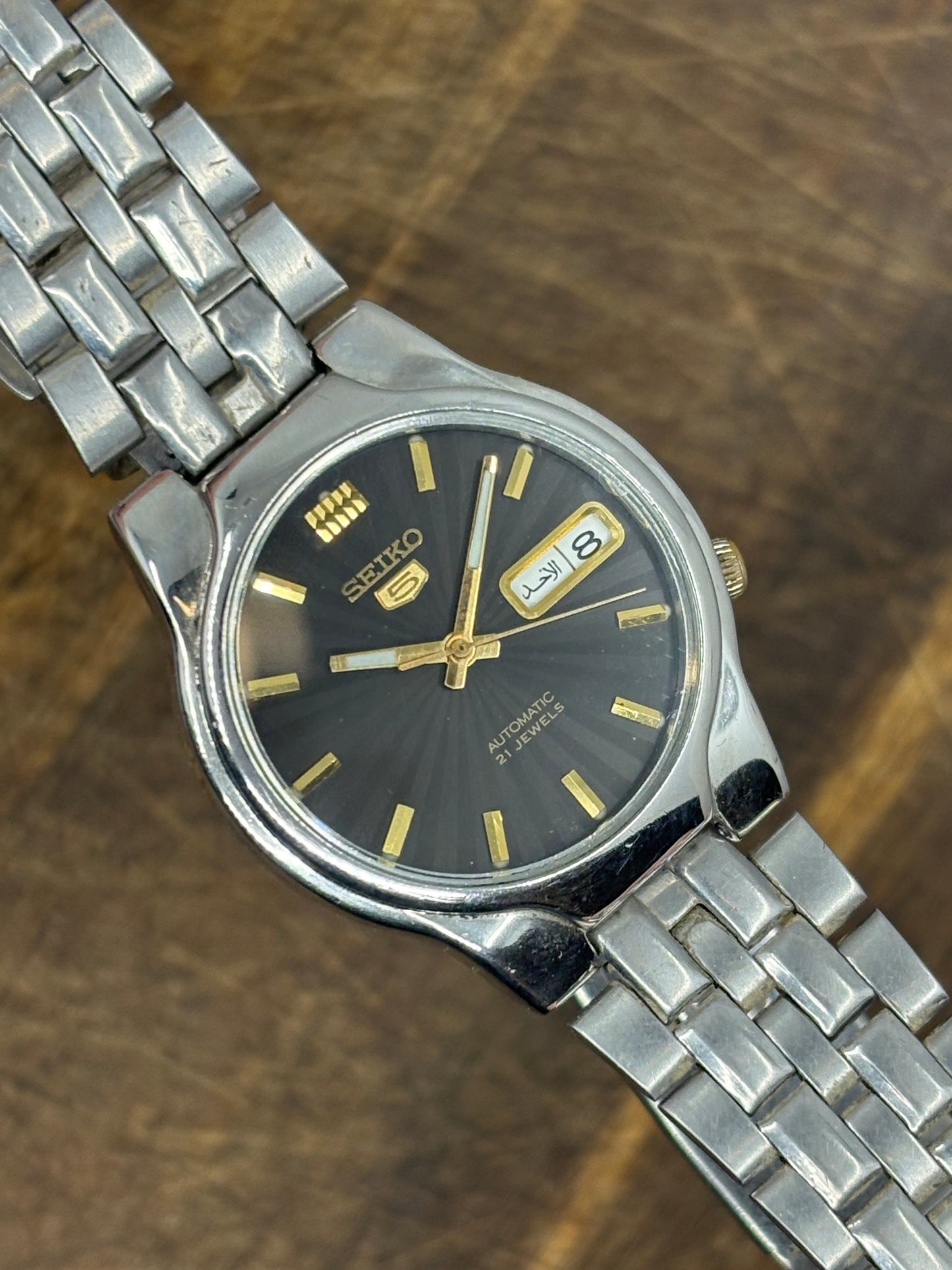 Seiko 5 Automatic (Black Dial, Arabic Day Wheel)