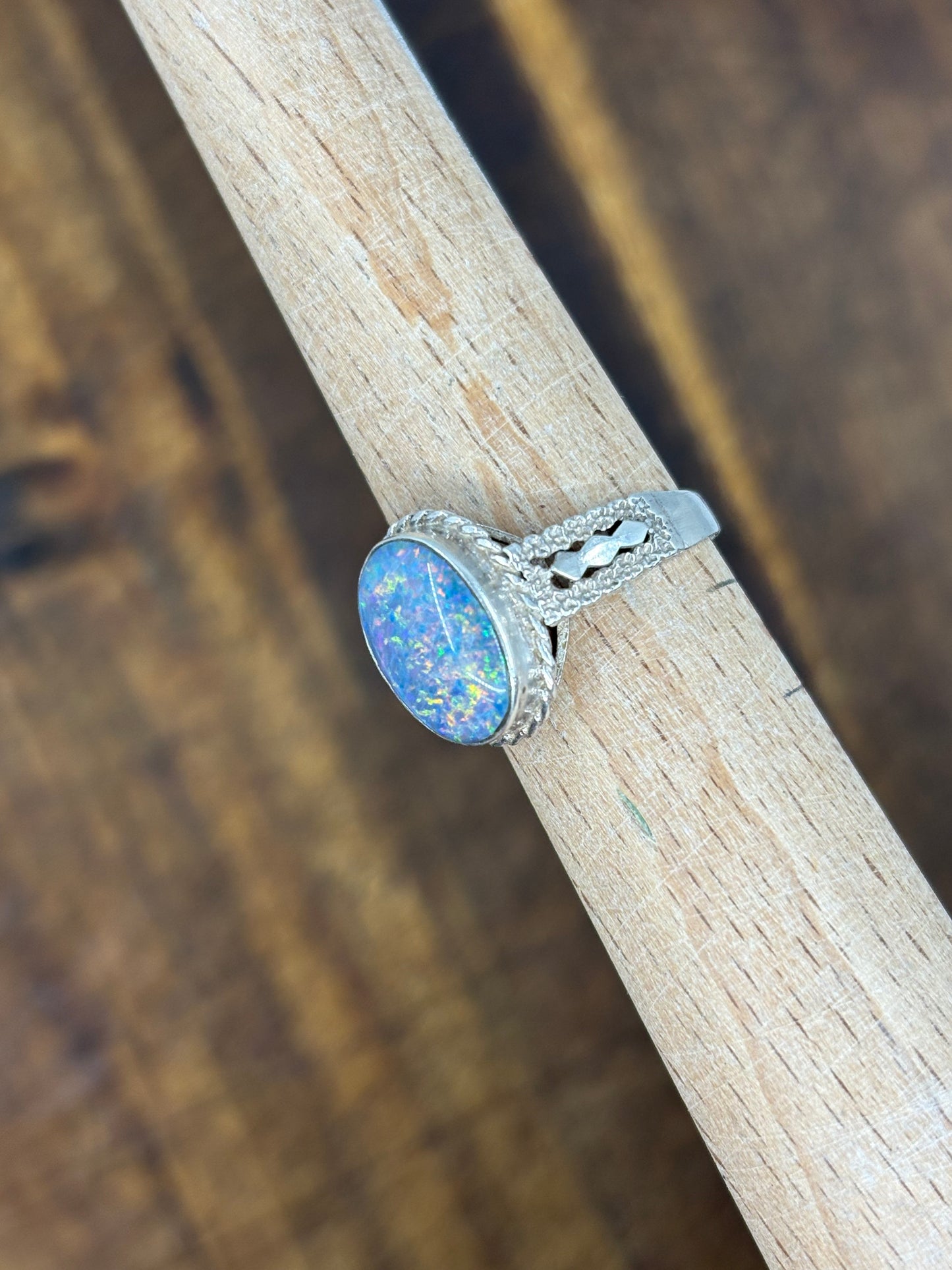 Vintage Opal Statement Ring – Sterling Silver