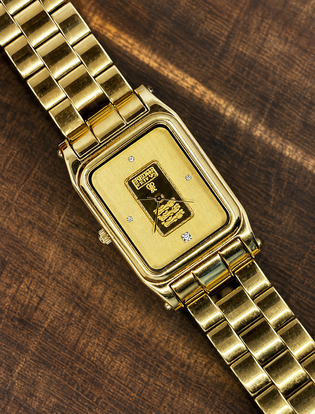 Vintage Gold Tone Playing Cards Quartz Watch | Rectangular Dress Watch | Bracelet Strap
