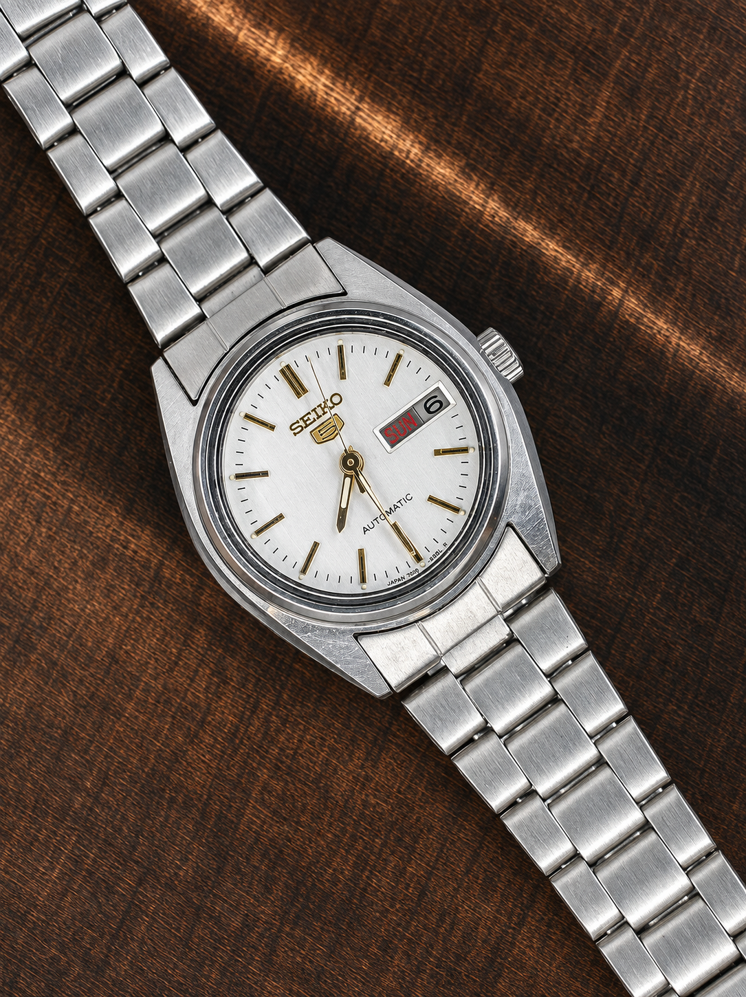 Vintage Seiko 5 Automatic Watch | Day-Date | Stainless Steel | White Dial | Japan