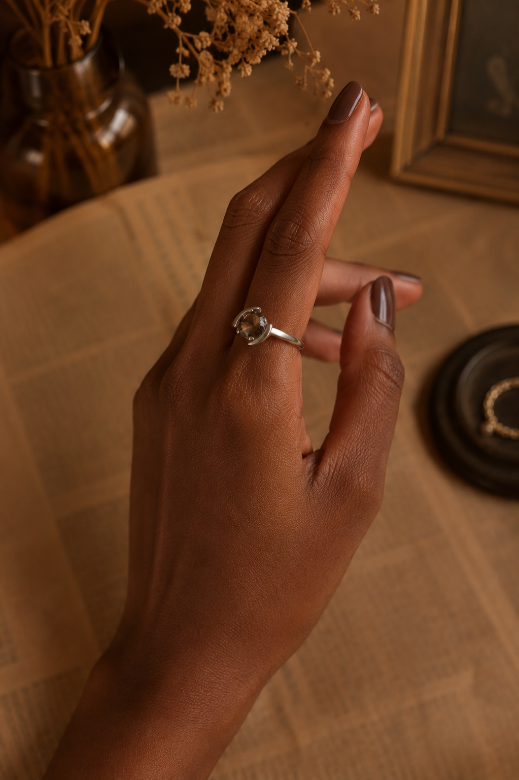 Sterling Silver Smoky Quartz Statement Ring