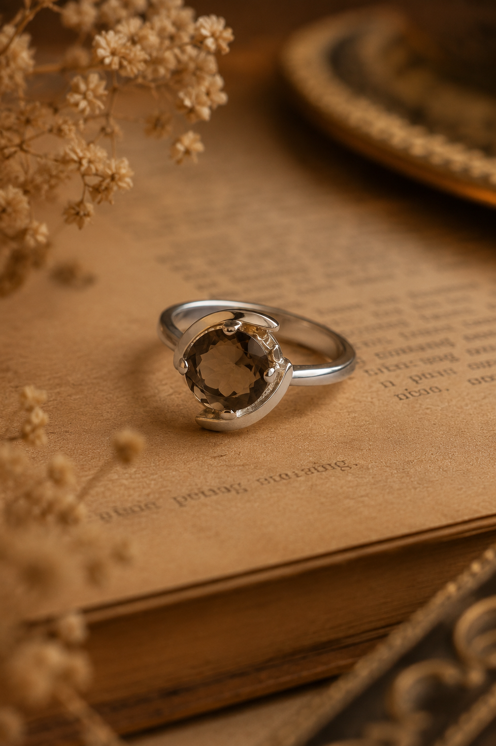 Sterling Silver Smoky Quartz Statement Ring