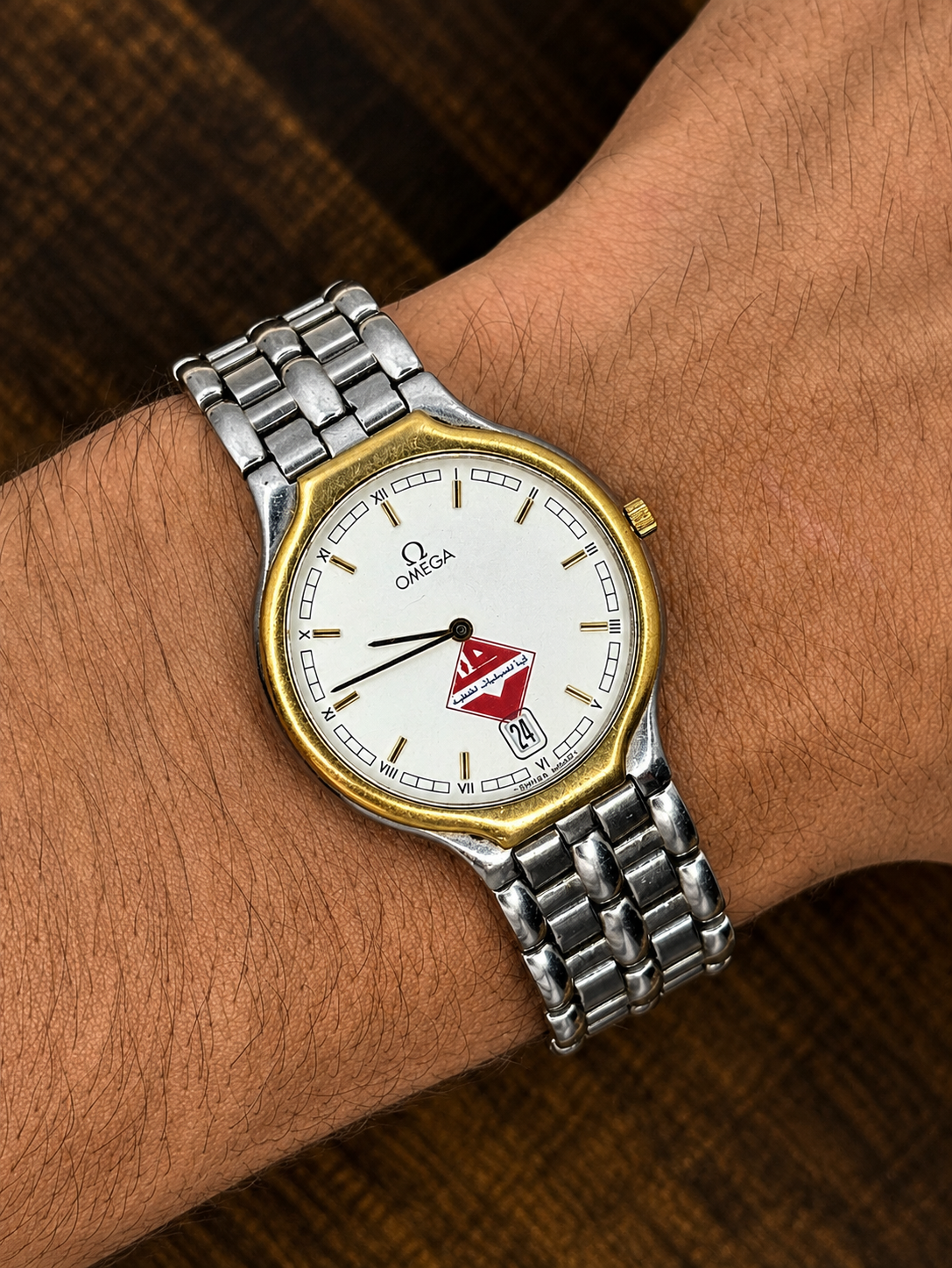 Vintage Omega De Ville Quartz Two-Tone Watch | White Dial | Date | Swiss Made