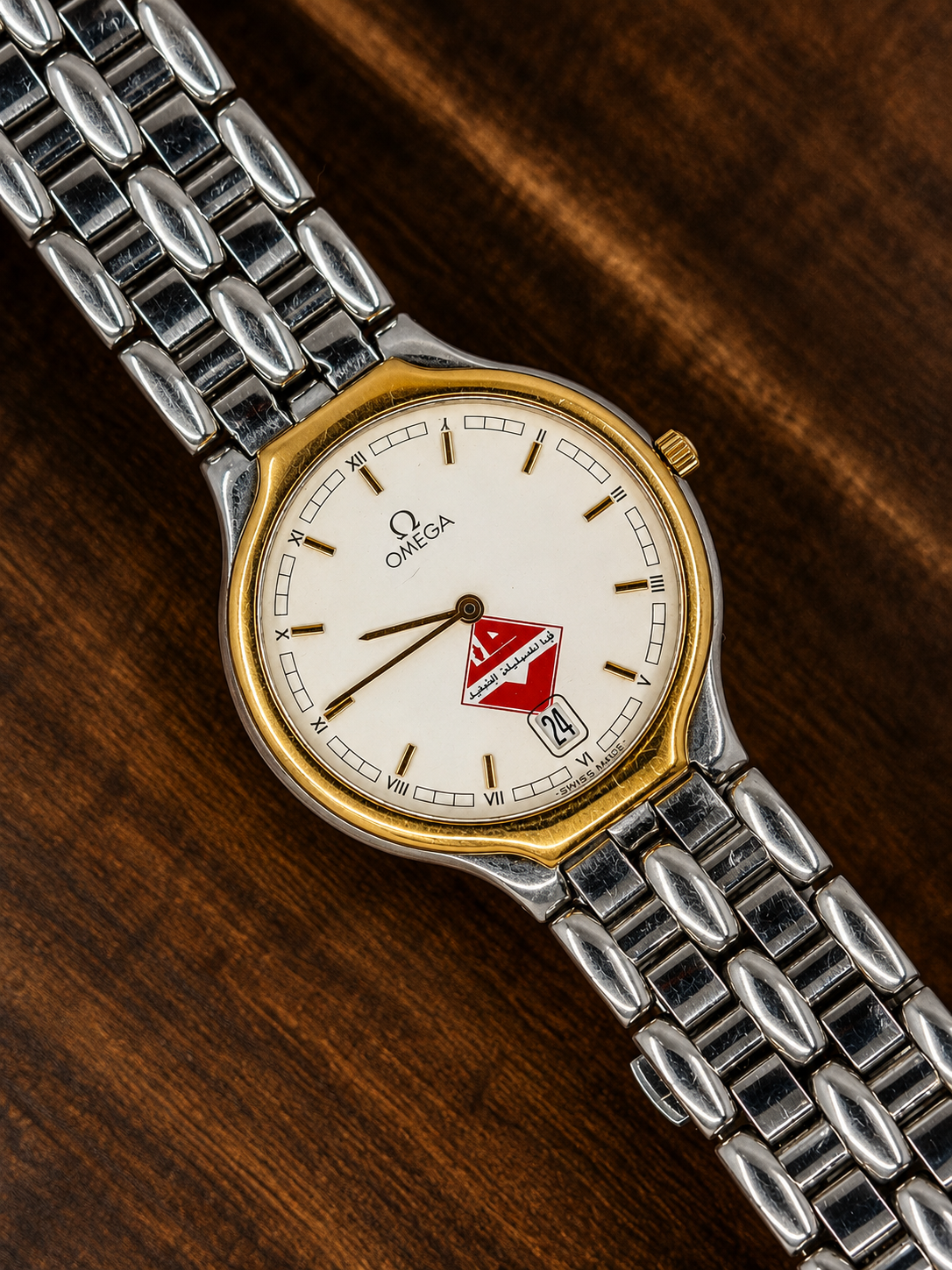 Vintage Omega De Ville Quartz Two-Tone Watch | White Dial | Date | Swiss Made