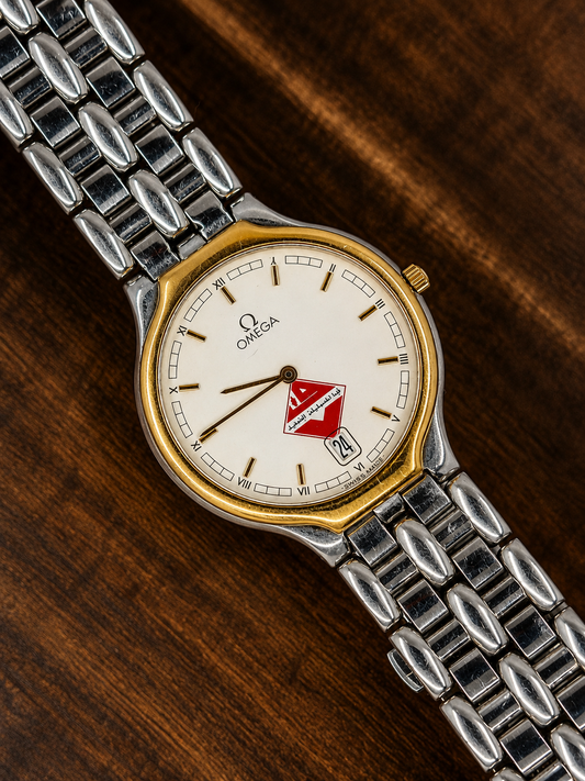 Vintage Omega De Ville Quartz Two-Tone Watch | White Dial | Date | Swiss Made