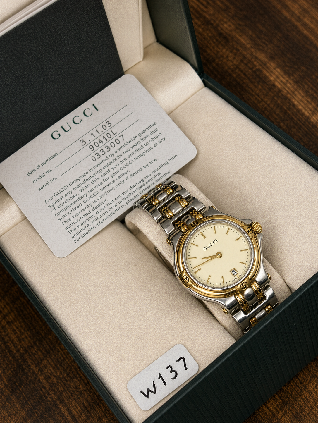 Vintage Gucci 9000L Two-Tone Quartz Watch | Ladies | Date | Swiss Made | Box & Papers
