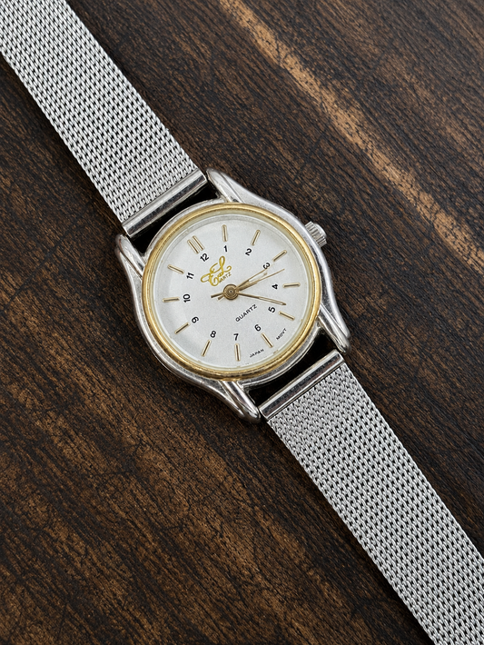 Vintage J. Henry Ladies Quartz Watch | Silver & Gold Tone | Mesh Bracelet | Minimalist Dress Watch