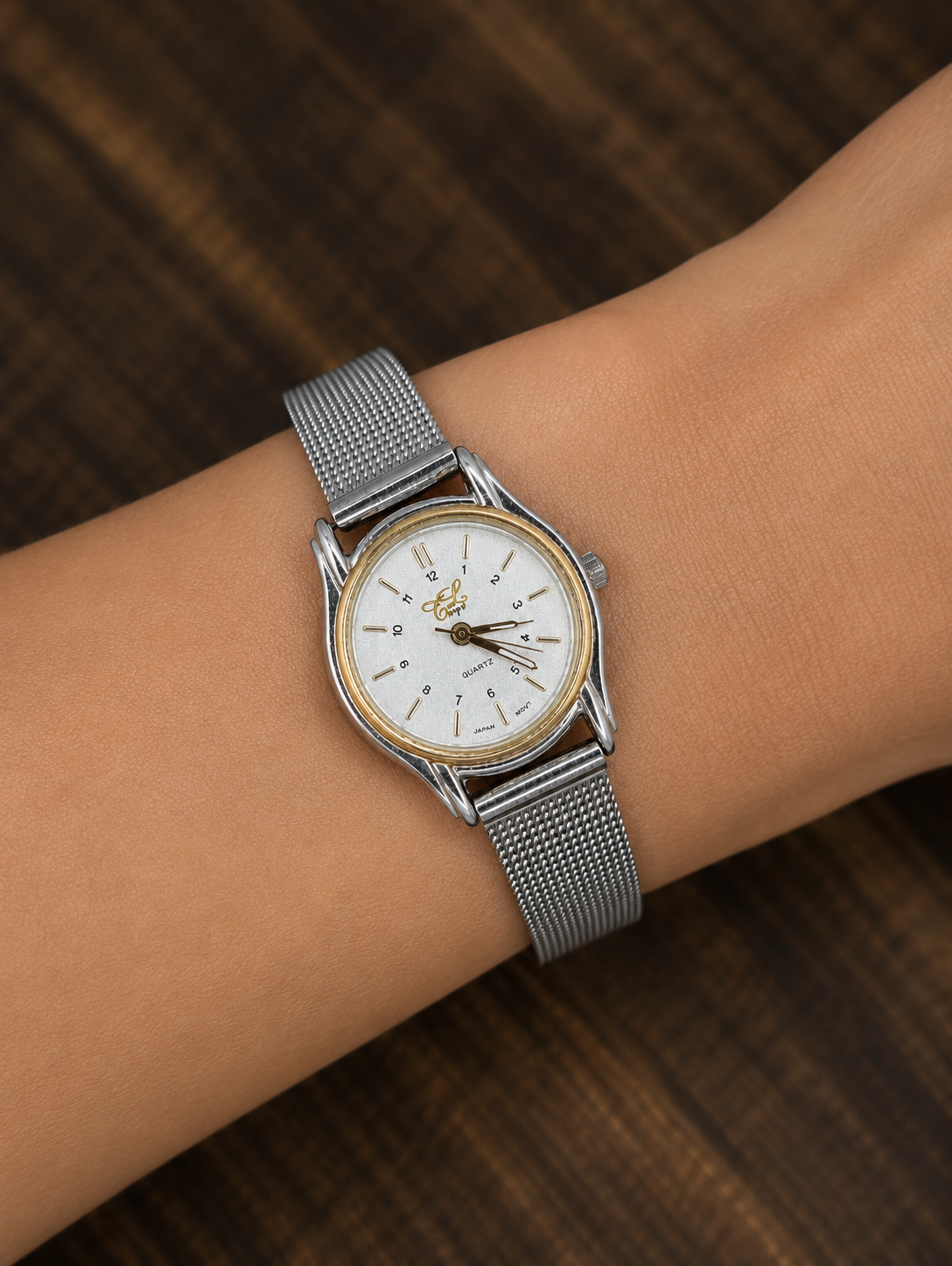 Vintage J. Henry Ladies Quartz Watch | Silver & Gold Tone | Mesh Bracelet | Minimalist Dress Watch