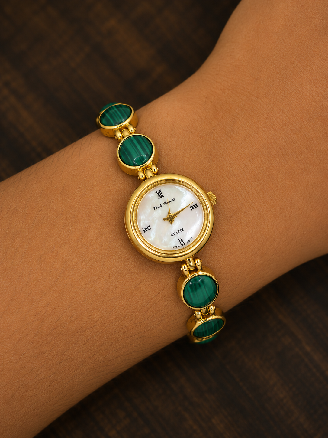 Vintage Paula Hamel Ladies Quartz Watch | Mother of Pearl Dial | Faux Malachite Bracelet | Jewellery Dress Watch