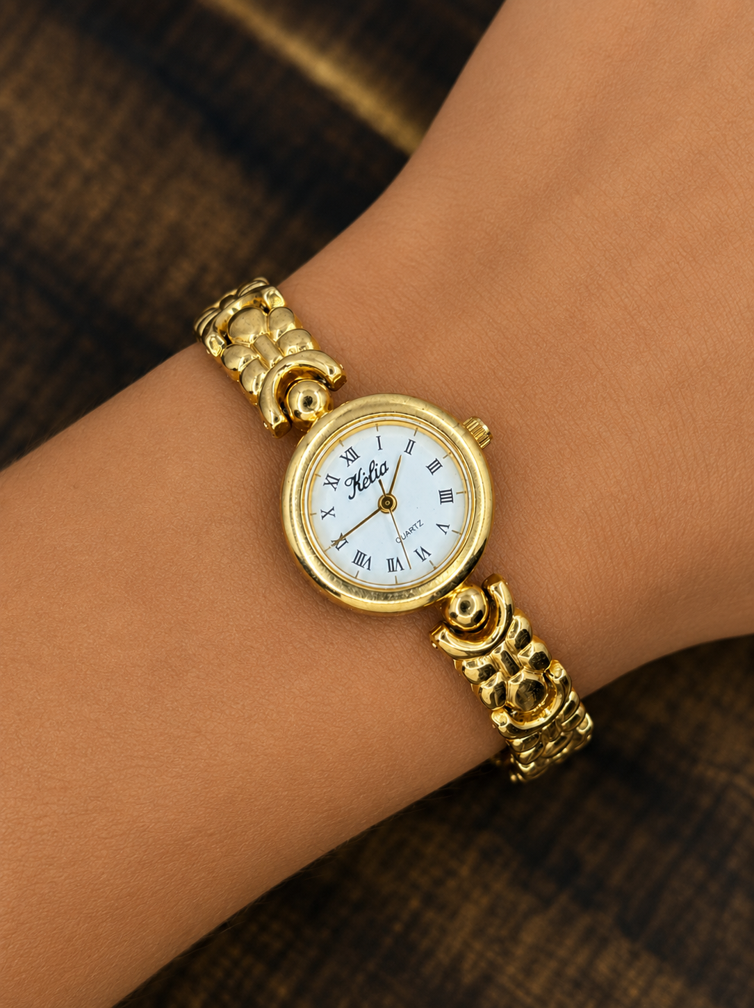 Vintage Kelfia Ladies Quartz Watch | Gold Tone Bracelet | White Roman Numeral Dial | Dress Watch