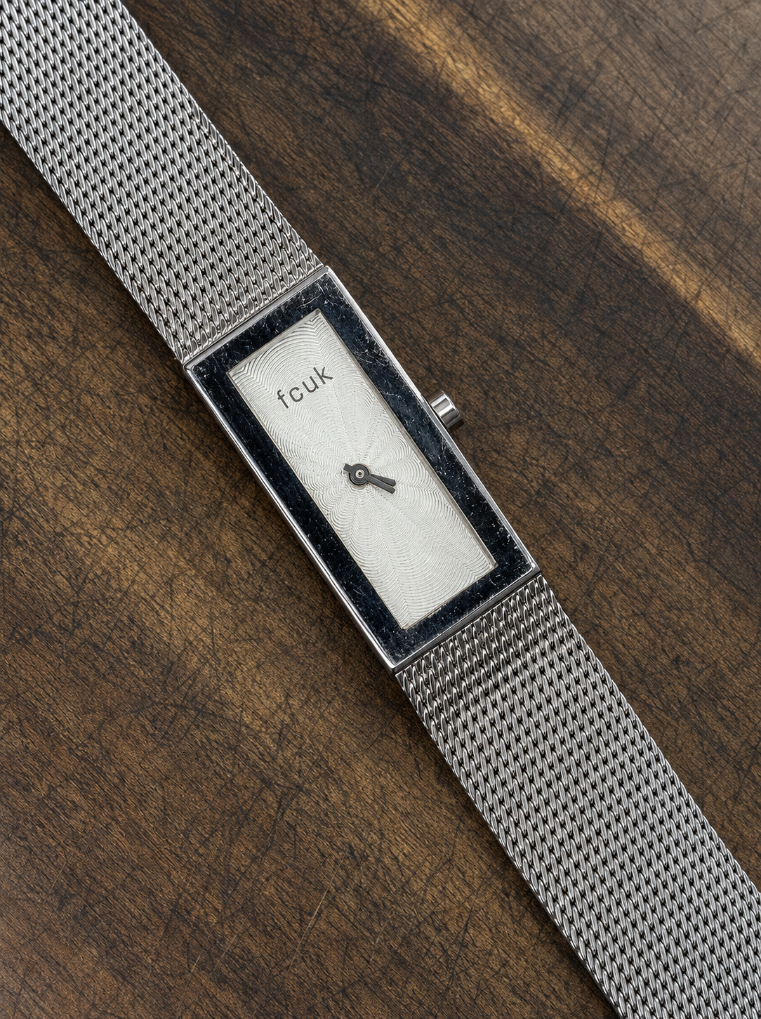 Vintage FCUK (French Connection) Ladies Quartz Watch | Rectangular Dial | Stainless Steel Mesh Bracelet
