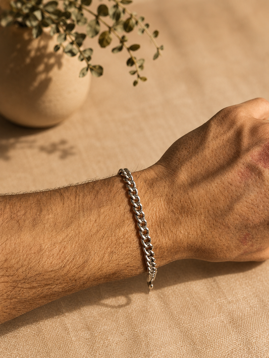 Vintage silver Curb Link Bracelet | 7.5 Inches | 15.8g | Unisex Chain Bracelet