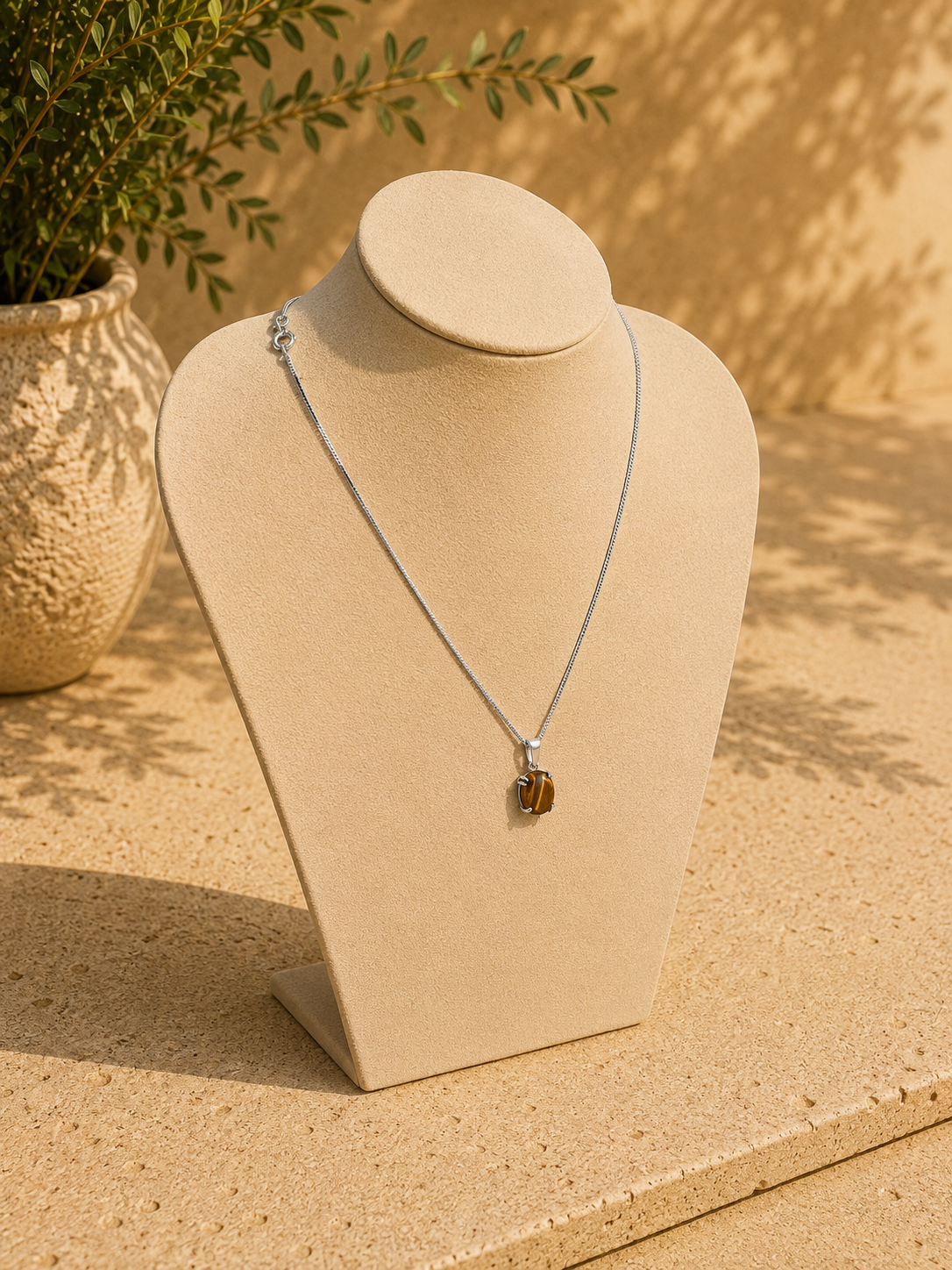 Vintage Sterling Silver Smoky Quartz Pendant Necklace | 18 Inch Chain | 3.7g | Minimalist Gemstone Jewellery